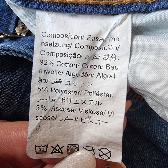 Denim High Rise Marble Wash Maxi Jean Skirt With Raw Edge Hem - Picture 7 of 8